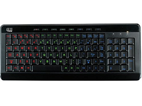 Adesso SlimTouch 120 - 3-Color Illuminated Compact Multimedia Keyboard Wired Standard Keyboard